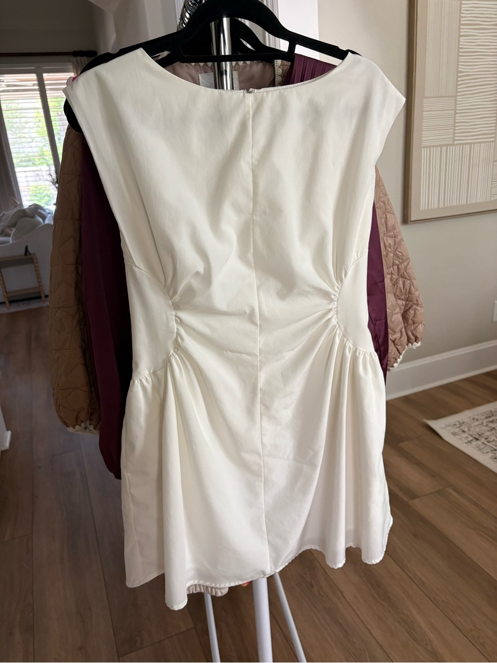Classic White Mini Dress with Ruched Waist